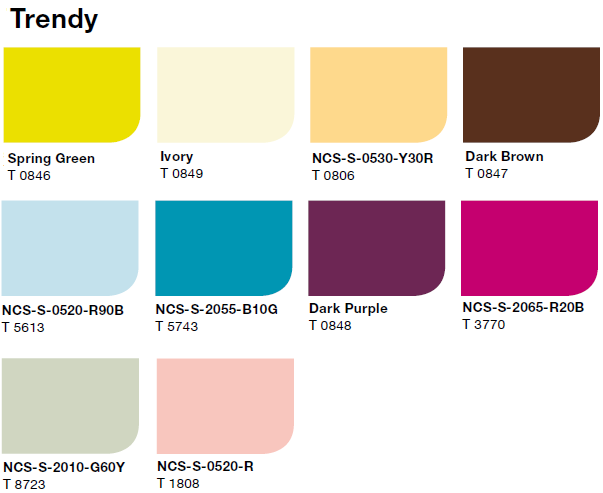 Zehnder варианты цветовой палитры из серии TRENDY
